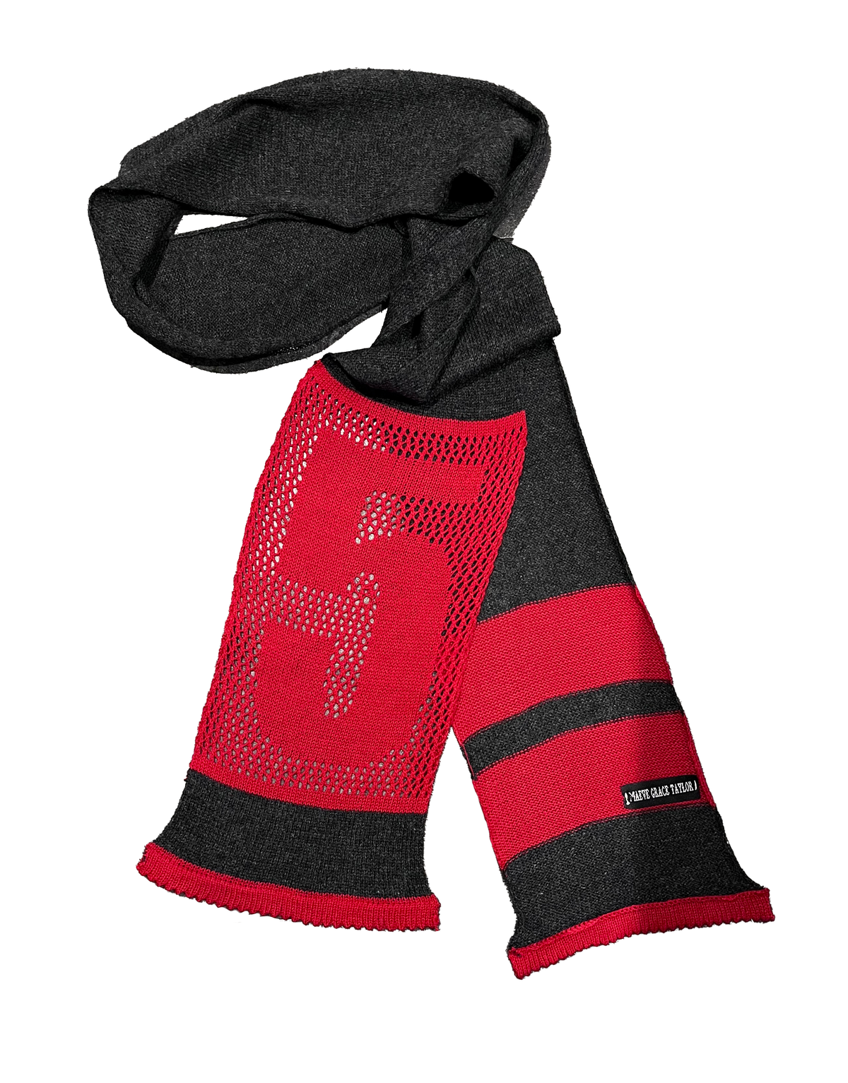 Lucky Stripe Scarf - Charcoal/Red
