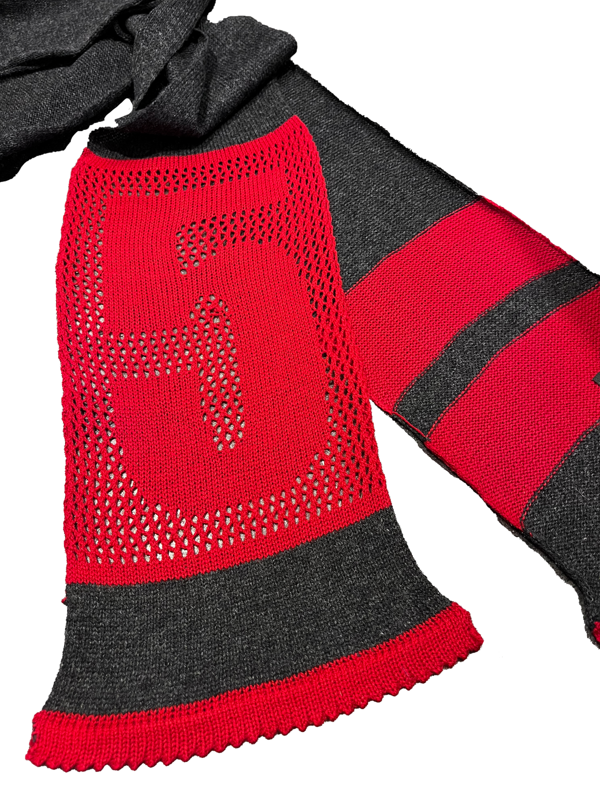 Lucky Stripe Scarf - Charcoal/Red